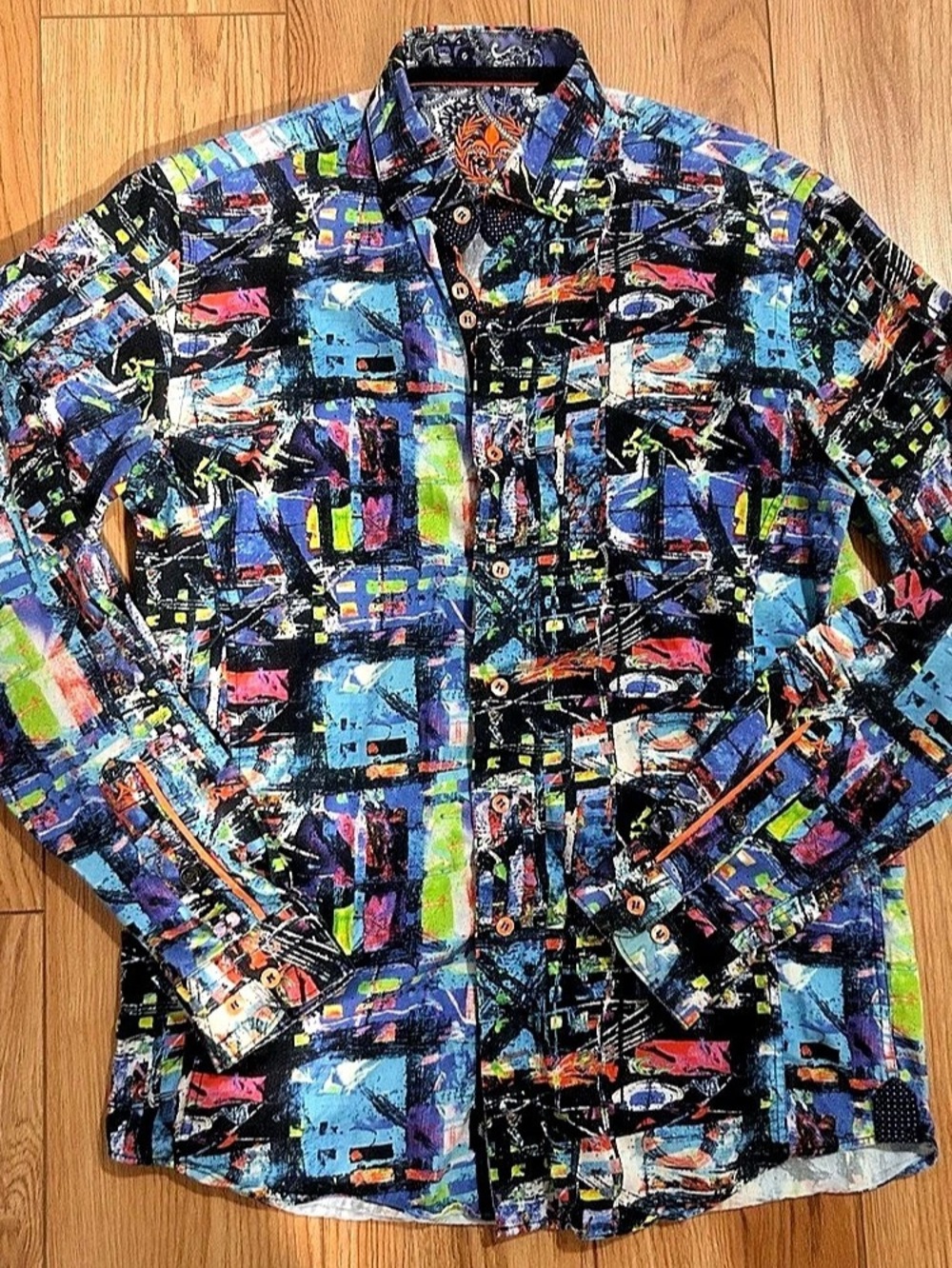 Au Noir Abstract Print Button Down Shirt sz 2